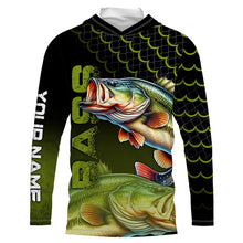 Load image into Gallery viewer, Largemouth bass fishing green custom sun protection long sleeve fishing shirts, bass fishing jerseys NQS4312