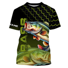 Load image into Gallery viewer, Largemouth bass fishing green custom sun protection long sleeve fishing shirts, bass fishing jerseys NQS4312