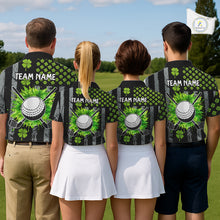 Load image into Gallery viewer, Custom Black Grunge US Flag Green Shamrock St Patrick Golf Polo shirts for Women Patriotic Golf shirt NQS11449