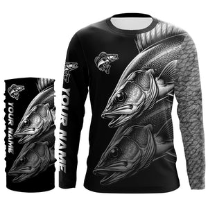 Walleye Fishing scales Custom 3D sun protection Performance long sleeve fishing shirts NQS4908