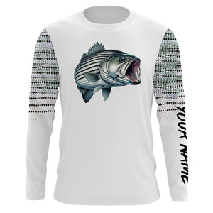 Striped bass Fishing scales Custom long sleeve Fishing Shirts, personalized Striper fishing apparel NQS581