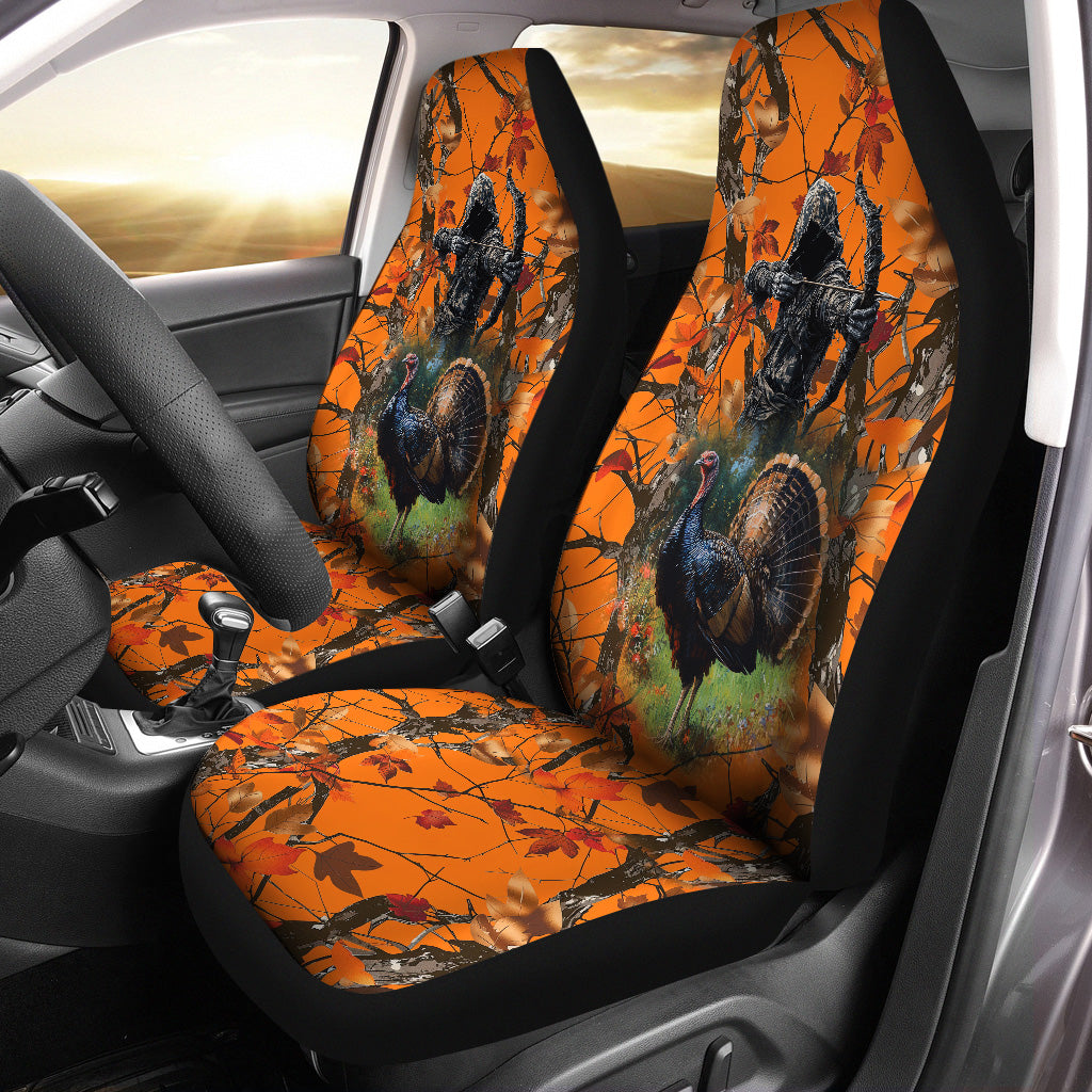 camo car seat and stroller set Turkey Hunting Orange Camo 3D Printed Seat Covers, car accessories, gift for Hunting lovers Set of 2 NQS583