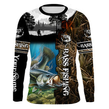 Load image into Gallery viewer, Largemouth Bass Fishing Camo UV protection customize name long sleeves fishing shirts NQS712