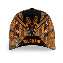 Load image into Gallery viewer, Deer hunting orange camo hunter hat custom name baseball hunting gifts for men, women NQS3915