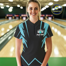 Load image into Gallery viewer, Black and Blue Reaper Skull lightning Bowling Shirts for Women Custom Team Bowling league jersey NQS10869