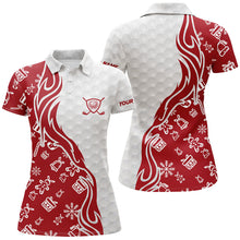 Load image into Gallery viewer, Custom Red and white Christmas pattern Golf Polo Shirts For Women, Personalized Golf Team Jerseys NQS8923