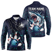 Load image into Gallery viewer, Blue Shark Camo Lightning Thunder Bowling Shirts For Men Custom Bowling Team Shirts, Gift For Bowler NQS9372