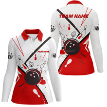 Load image into Gallery viewer, Women bowling Polo, Quarter Zip shirts Custom Bowling Team League Jerseys, gift for bowlers | Red NQS7623