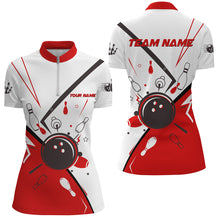 Load image into Gallery viewer, Women bowling Polo, Quarter Zip shirts Custom Bowling Team League Jerseys, gift for bowlers | Red NQS7623