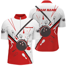 Load image into Gallery viewer, Men bowling Polo, Quarter Zip shirts Custom Bowling Team League Jerseys, gift for bowlers | Red NQS7623