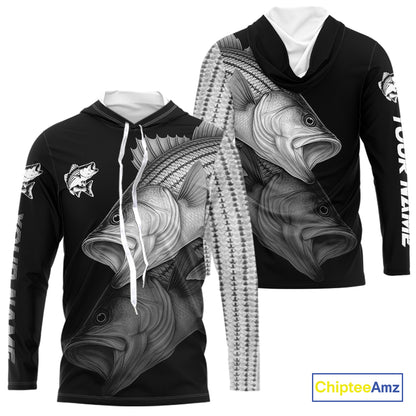 Striped Bass performance Fishing Shirts Custom Striper Fishing Long Sleeve Tournament Fishing Shirts NQS10113