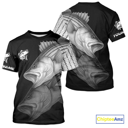 Striped Bass performance Fishing Shirts Custom Striper Fishing Long Sleeve Tournament Fishing Shirts NQS10113