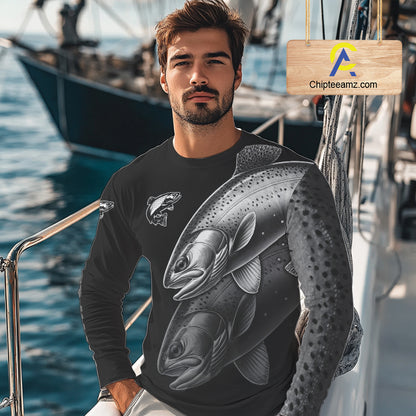 Rainbow Trout performance Fishing Shirts Custom Trout Fishing Long Sleeve Tournament Fishing Shirts NQS10114