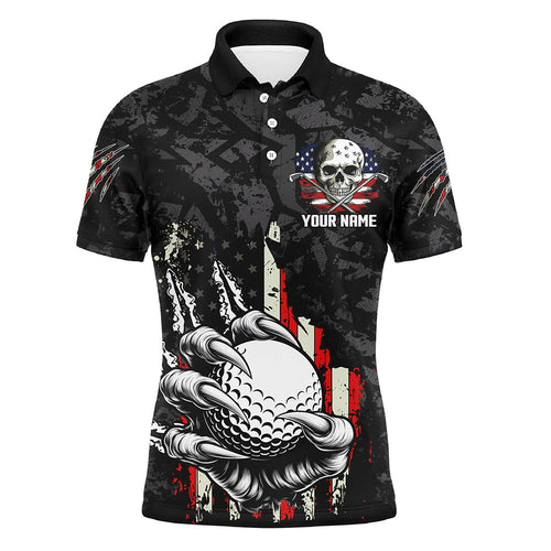 Funny Claw Tearing US Flag Golf Ball Custom Men golf polo shirts, Patriotic Golf Team Jerseys NQS8253