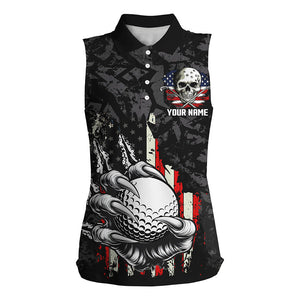 Funny Claw Tearing US Flag Golf Ball Custom Women sleeveless polo shirts, Patriotic Golf Team Jerseys NQS8253