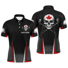 Load image into Gallery viewer, Black and Red Canadian Flag Golf Clubs Skull Men golf polo shirts Custom Patriotic Golf Team Jerseys NQS8255