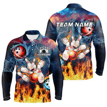 Load image into Gallery viewer, Water fire lightning thunder Bowling Polo, Quarter zip Shirt For Men custom bowling team jerseys NQS8464