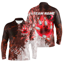Load image into Gallery viewer, Red Camo Flame Bowling Polo, Quarter Zip Shirts For Men Custom Bowling Team Jersey Outfits NQS8703