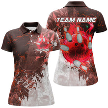 Load image into Gallery viewer, Red Camo Flame Bowling Polo, Quarter Zip Shirts For Women Custom Bowling Team Jersey Outfits NQS8703