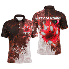 Load image into Gallery viewer, Red Camo Flame Bowling Polo, Quarter Zip Shirts For Men Custom Bowling Team Jersey Outfits NQS8703