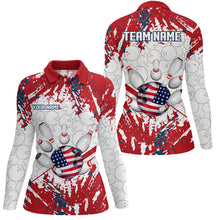 Load image into Gallery viewer, American Flag Bowling Shirt for Women Custom Bowling Jersey for Team Patriot Bowlers Shirt NQS8928