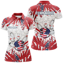 Load image into Gallery viewer, American Flag Bowling Shirt for Women Custom Bowling Jersey for Team Patriot Bowlers Shirt NQS8928