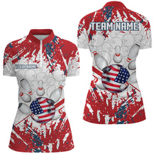 Load image into Gallery viewer, American Flag Bowling Shirt for Women Custom Bowling Jersey for Team Patriot Bowlers Shirt NQS8928