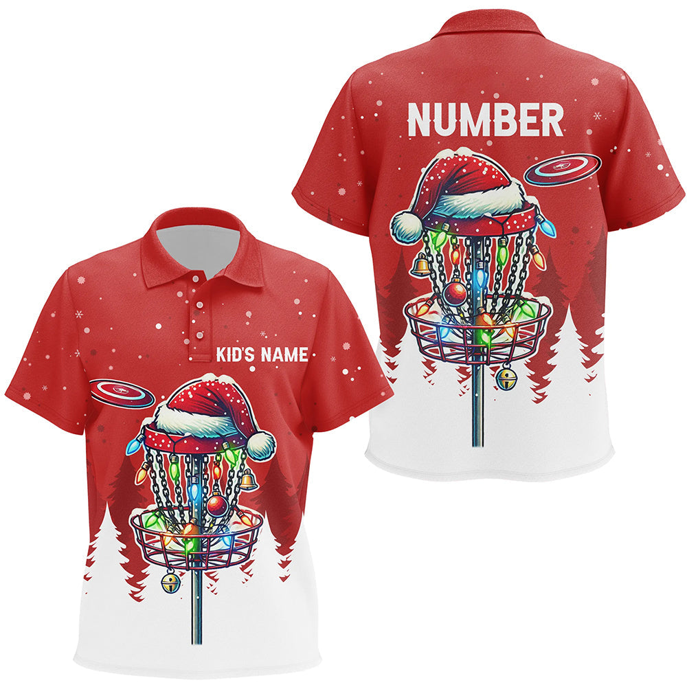 Christmas Kid disc golf polo Shirts custom Christmas disc golf basket frisbee golf jerseys NQS8940