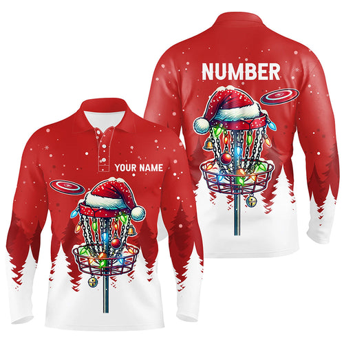 Christmas Mens disc golf polo shirt custom Christmas disc golf basket Disc golf jerseys NQS8940
