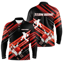 Load image into Gallery viewer, Red and Black Bowling Shirts for Men Custom Team Bowling Jerseys, Bowling Polo, Quarter Zip Shirts NQS9169