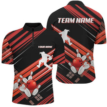 Load image into Gallery viewer, Red and Black Bowling Shirts for Men Custom Team Bowling Jerseys, Bowling Polo, Quarter Zip Shirts NQS9169