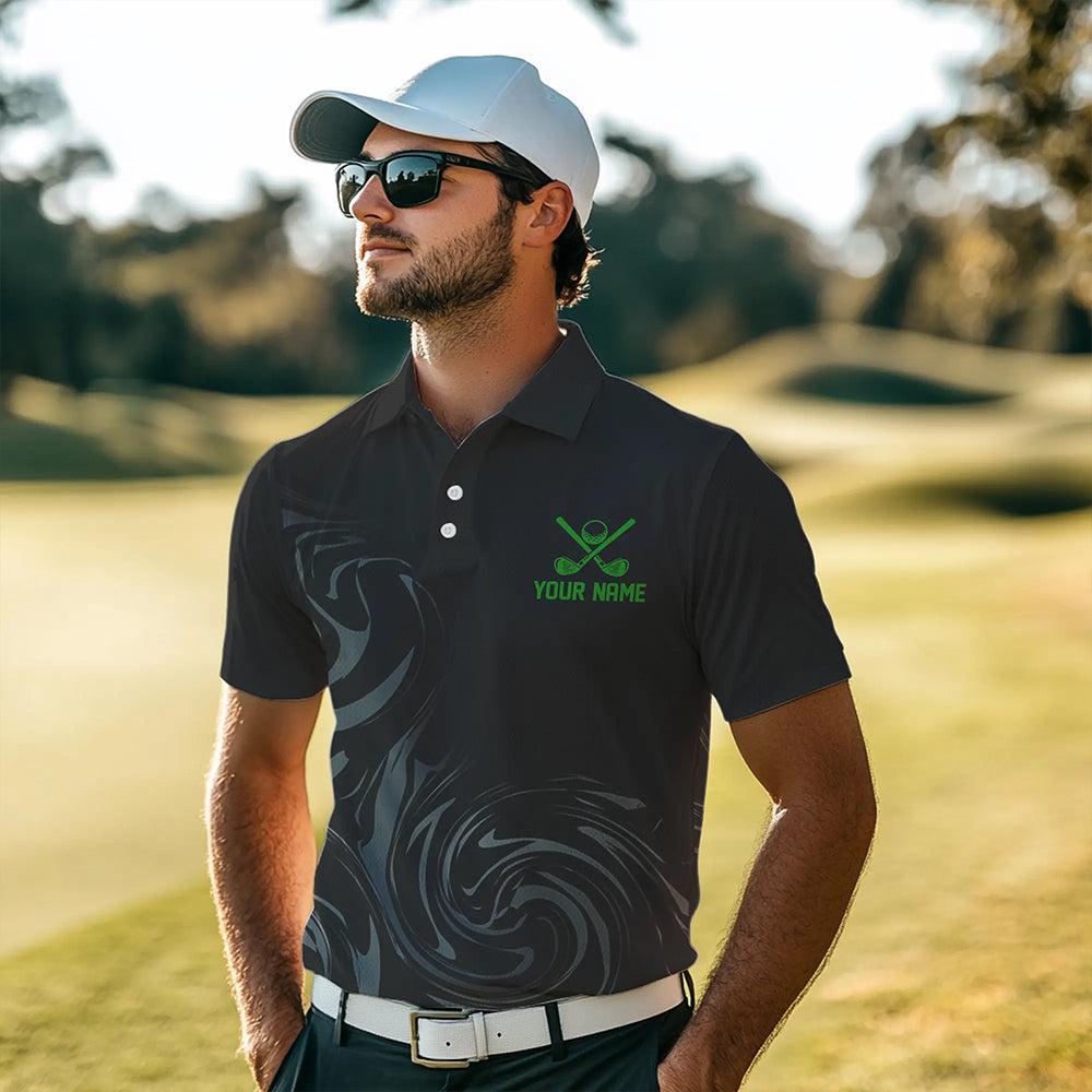 Black Camo Men golf polo shirts Customize peace love golf team golf attire for mens | Green NQS9527