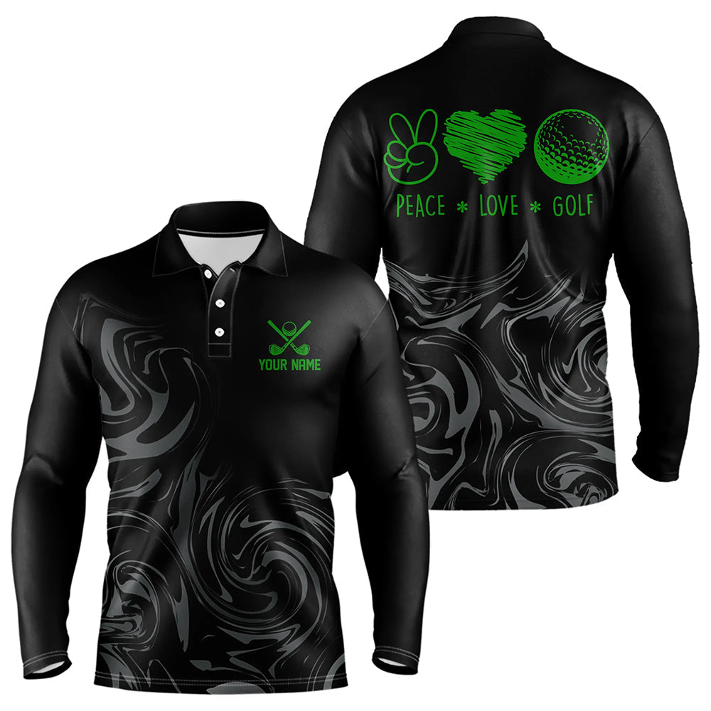 Black Camo Men golf polo shirts Customize peace love golf team golf attire for mens | Green NQS9527
