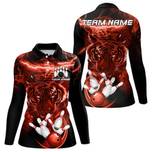 Load image into Gallery viewer, Personalized Red Lightning Thunder Storm Tiger Bowling Shirts For Women Custom Bowling Team Jerseys NQS9683