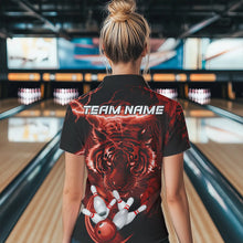 Load image into Gallery viewer, Personalized Red Lightning Thunder Storm Tiger Bowling Shirts For Women Custom Bowling Team Jerseys NQS9683