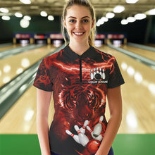 Load image into Gallery viewer, Personalized Red Lightning Thunder Storm Tiger Bowling Shirts For Women Custom Bowling Team Jerseys NQS9683