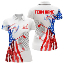 Load image into Gallery viewer, Red, White and Blue American Flag Golf Polo Shirt For Women Custom Patriotic Golf Shirts Golfer Outfit NQS9690