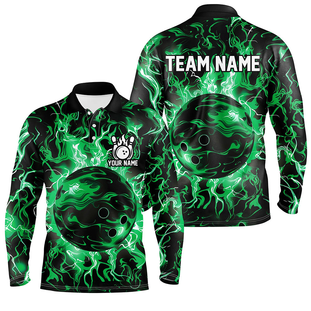 Green camo Bowling ball Mens bowling shirts custom bowling jerseys, bowl gifts for men NQS7628