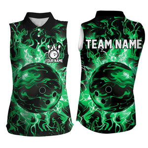 Green camo Bowling ball Women sleeveless polo shirts custom bowling jerseys, ladies bowl gifts NQS7628