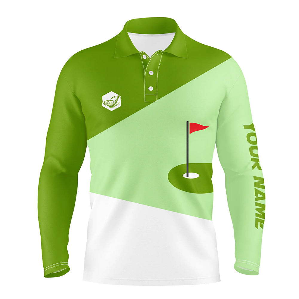 Mens golf polo shirts custom lime green and white golf apparel for men, golfing gifts NQS7630