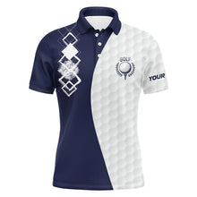 Load image into Gallery viewer, Mens golf polo shirts custom white golf ball skin golf apparel for men, golfing gifts | Navy NQS7631