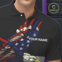 Load image into Gallery viewer, Eagle American Flag Custom Flame Bowling Team Shirts For Men, Patriotic Bowling Uniform NQS9971