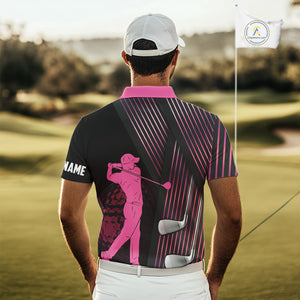 Black and pink Mens golf polo shirts custom golf clubs team golf shirts, golf tops for men NQS10117