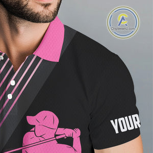 Black and pink Mens golf polo shirts custom golf clubs team golf shirts, golf tops for men NQS10117