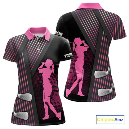 Black and pink matching golf polo for couples custom golf clubs team golf shirt, matching golf shirts NQS10117