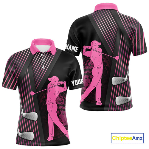 Black and pink Mens golf polo shirts custom golf clubs team golf shirts, golf tops for men NQS10117