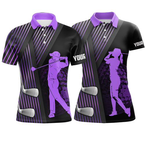 Black and purple matching golf polo for couples custom golf club team golf shirt, matching golf shirt NQS10118