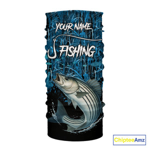 Striped Bass Fishing blue camo Custom UV protection Striper long sleeves fishing shirts NQS10122