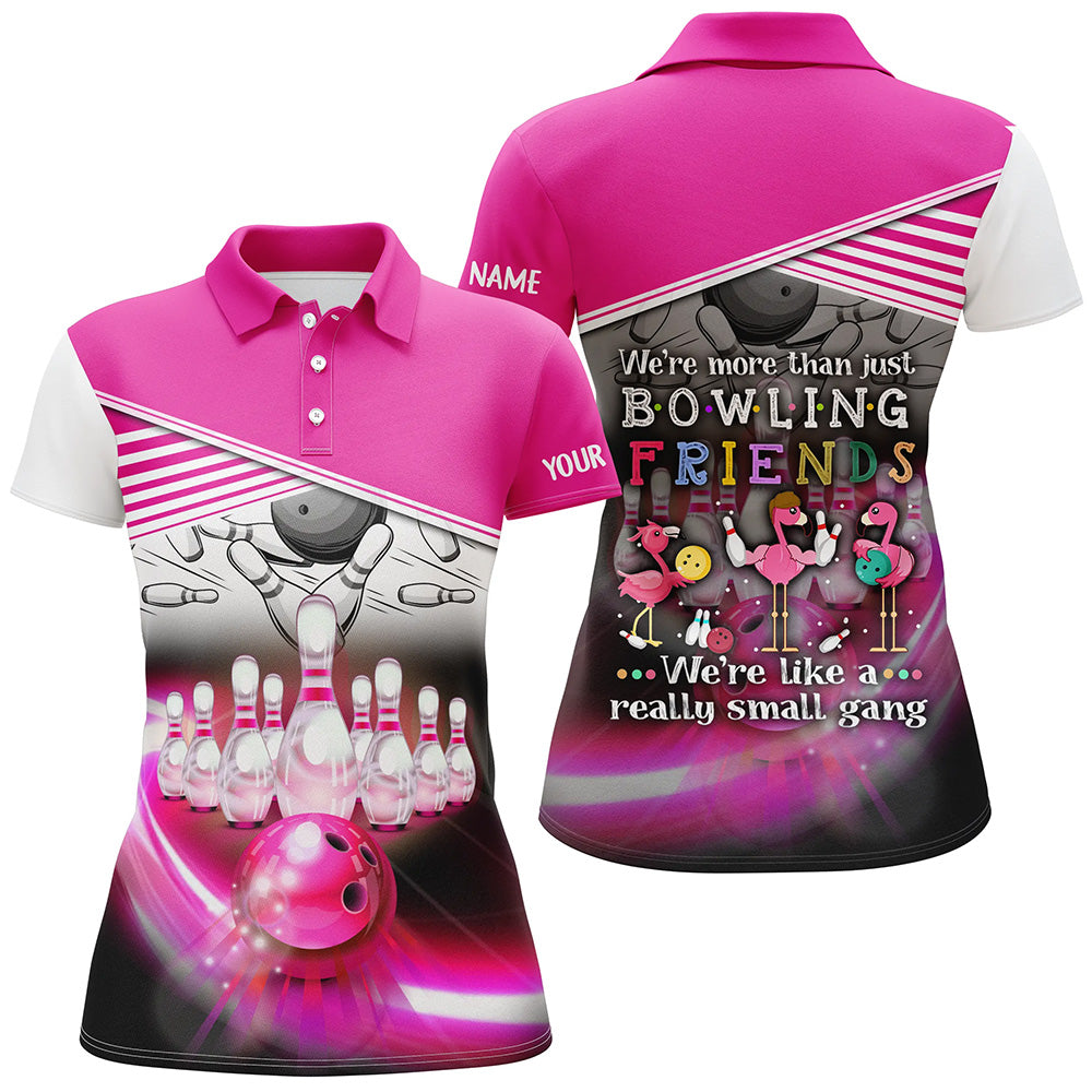 Funny pink flamingo Women Bowling polo Shirt Custom We're more than ju ...