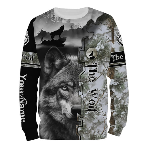 The Wolf Winter Camo Predators Hunting Customize Name 3D All Over Printed Shirts Personalized gifts NQS717